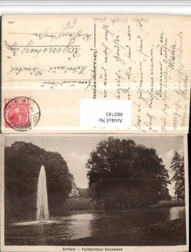 480743,Netherlands Arnhem Fontijnvijver Sonsbeek Teich Fontäne