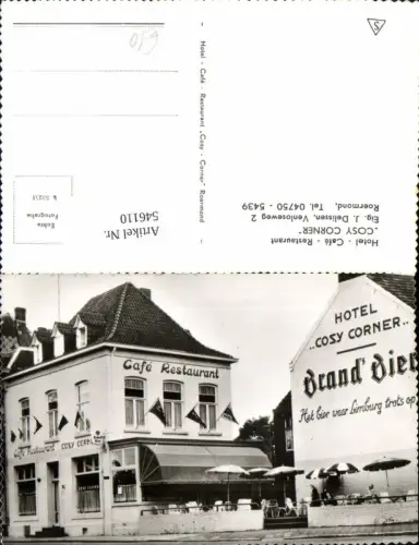 546110,tolle AK Netherlands Limburg Roermond Hotel Cafe Cosy Corner Restaurant