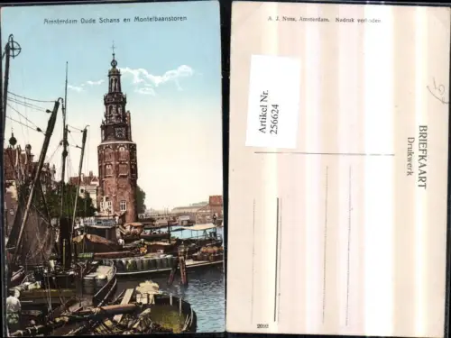 256624,Amsterdam Oude Schans en Montelbaanstoren Turm Segelboot Boote