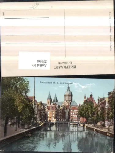 256661,Amsterdam O. Z. Voorburgwal Kirche Fluss Brücke