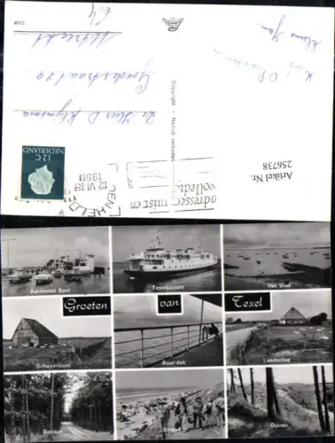 256738,Texel Strand Het Wad Landschap Duinen Boot-dek Texelstroom Schiff Schapenboet Boslaan Mehrbildkarte