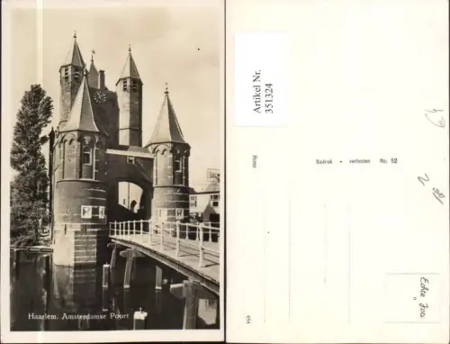 351324,Haarlem Amsterdamse Poort Tor Türme Brücke