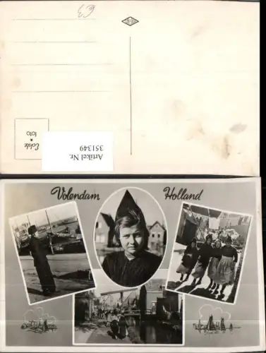 351349,Voldendam Holländische Tracht Kanal Brücke Mehrbildkarte