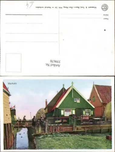 359670,Netherlands Marken Häuser Brücke Fluss