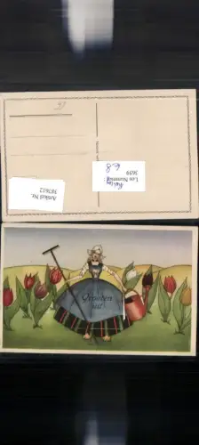 387612,Leporello Netherlands Alkmaar 8 Ansichten Frau in Tracht Gießkanne Tulpen