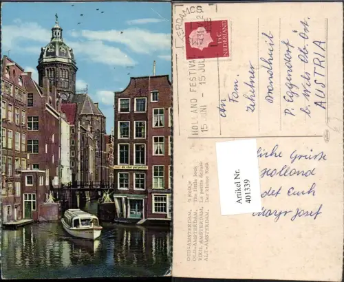 401339,Netherlands Amsterdam Kolkje Kleine Kolk Kanal Boot