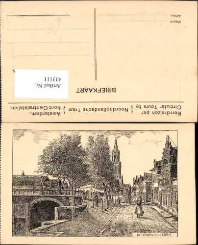 413111,Künstler AK Evy Rensburg Netherlands Keizersgracht te Edam Straße Brücke