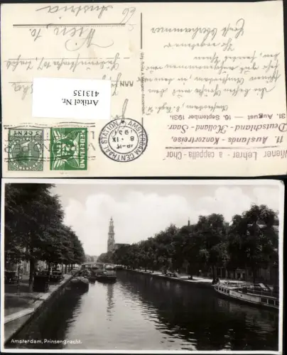 413135,Netherlands Amsterdam Prinsengracht Kanal Wiener Lehrer A Cappella Chor Konzertreise 1931