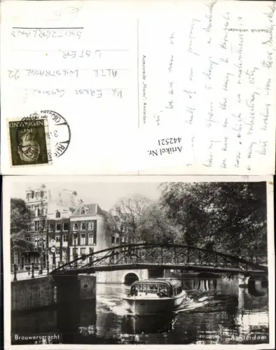 442521,Netherlands Amsterdam Brouwersgracht Kanal Boot Brücke