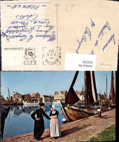 442528,Netherlands Volendam Teilansicht Hafen Segelboote Tracht