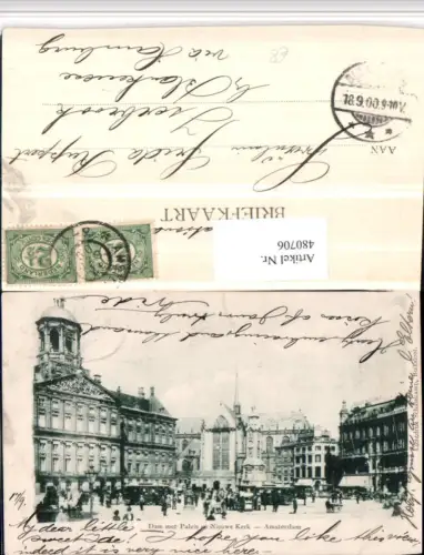 480706,Netherlands Amsterdam Dam met Paleis en Nieuwe Kerk Platz