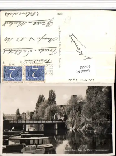 506589,Amsterdam Aan de Pieter Lastmankade Kanal Brücke Boote