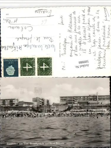 509988,Netherlands Zandvoort aan Zee Strandgezicht met Hotel Bouwes Strand