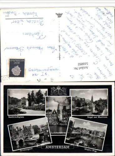 510092,Netherlands Amsterdam Grimburgwal Zuiderkerkstoren Mehrbildkarte