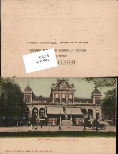 530929,Netherlands Amsterdam Paviljoen in het Vondelpark Lichtdruck