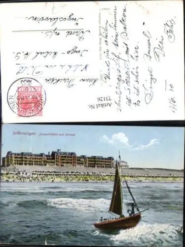 73126,Den Haag Scheveningen Grand Hotel met Strand Segelboot Boot