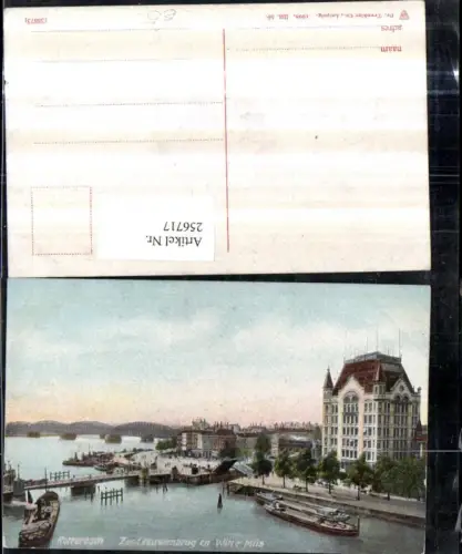 256717,Rotterdam Zer Leeuwenbrug en Witte huis Brücke Boote pub Trenkler u. Co 1908euro50