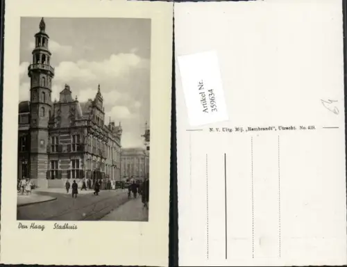 359634,Netherlands Den Haag Stadhuis Rathaus Turm Straßenansicht