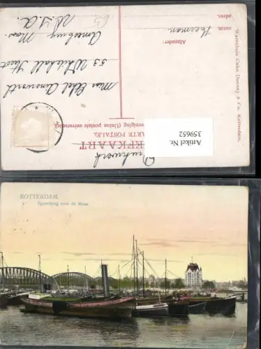 359652,Netherlands Rotterdam Spoorbrug over de Maas Brücke Dampfer Boote