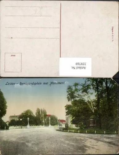 359769,Netherlands Leiden Rembrandsplein met Monument Straßenansicht