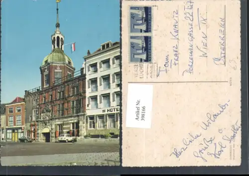 398166,Netherlands Dordrecht Wijnstraat met Groothooftpoort Gebäude