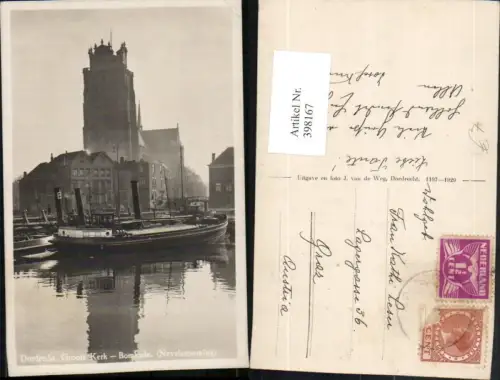 398167,Netherlands Dordrecht Groote Kerk Bomkade Kirche Dampfer Boote