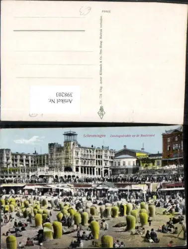 398203,Netherlands Den Haag Scheveningen Zondagsdrukte op de Boulevard Strand Strandleben