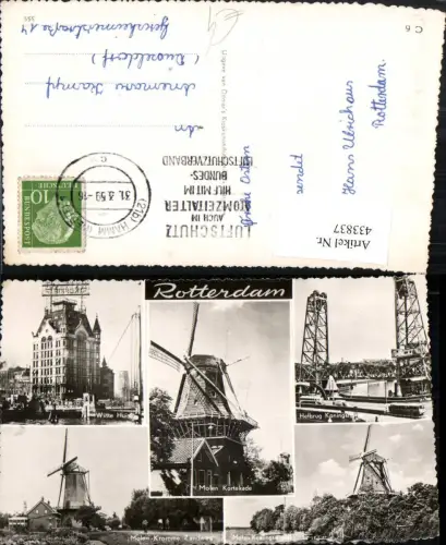 433837,Netherlands Rotterdam Molen Windmühle Witte Huis Mehrbildkarte