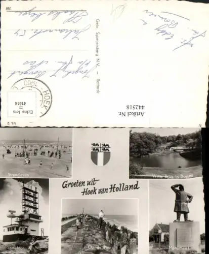 442518,Netherlands Hoek van Holland Strandleven Semafoor Monument Mehrbildkarte