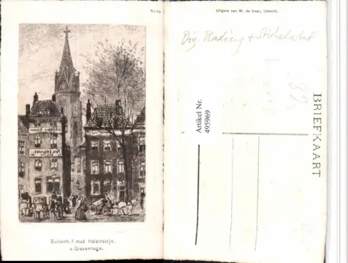 495969,Künstler AK Radierung Netherlands Den Haag s-Gravenhage Buitenhof Halstraatje