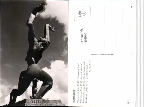495965,Netherlands Rotterdam Monument Mai 1940 Verwoeste Stad Statue