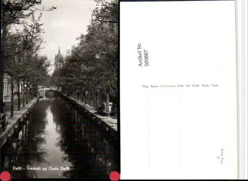509887,Netherlands Delft Gezicht op Oude Delft Kanal Turm