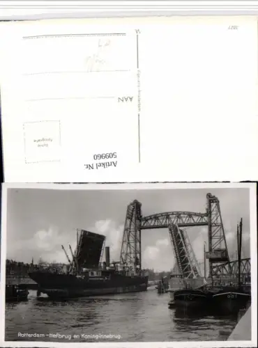 509960,Netherlands Rotterdam Hefbrug en Koninginnebrug Dampfer Schiffe
