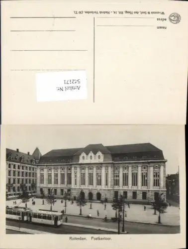 542171,Netherlands Rotterdam Postamt Post Postkantoor Straßenbahn