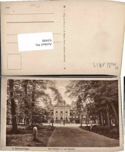 93998,Gravenhage Den Haag het Paleis in het Bosch