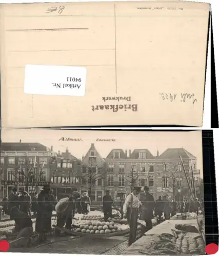 94011,Alkmaar Kaasmarkt Leute am Markt Geschäfte 1920