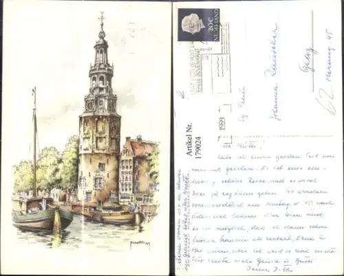 179024,Künstler Ak Moetman Niederlande Amsterdam Montelbaanstoren