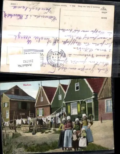 211752,Marken Zuiderzee Häuser m. Mädchen Typen Holland i. Vordergrund