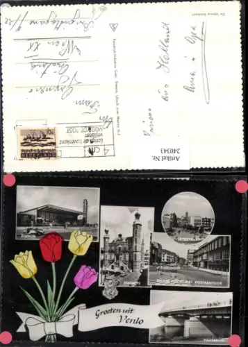 240343,Groeten uit Venlo Station Stadhuis Vleesstraat Maasbrug Brücke Rathaus Mehrbildkarte