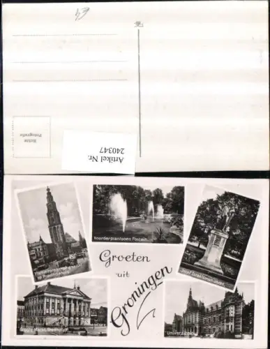 240347,Groningen Jozef Israelsmonument Universität Stadhuis Martinitoren Mehrbildkarte