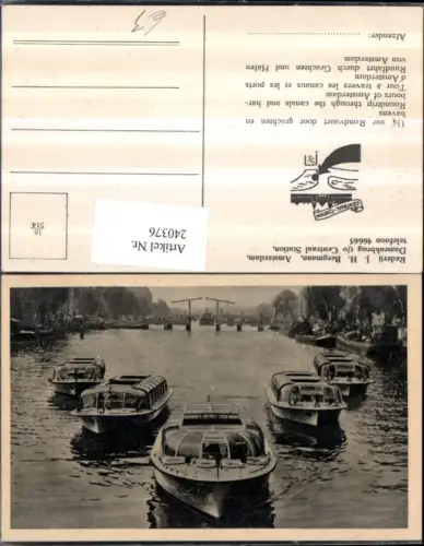 240376,Amsterdam Rdamrakbrug Centraal Station Rederij J. H. Bergmann Boote