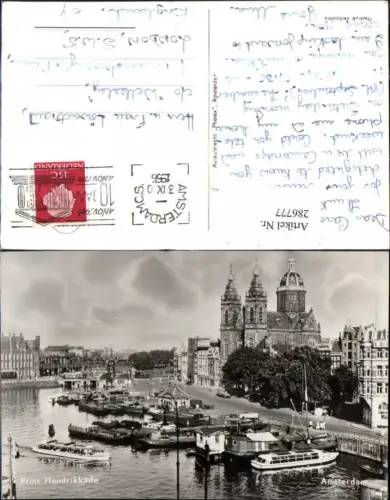 286777,Amsterdam Prins Hendrikkade Anlegeplatz Boote Kirche