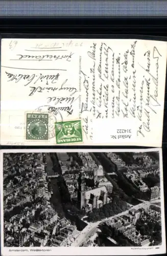 314222,Amsterdam Westertoren Teilansicht Kirche Fliegeraufnahme