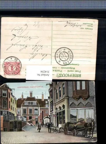 314254,Amsterdam Vischpoortje Straßenansicht Kutsche Fahrräder