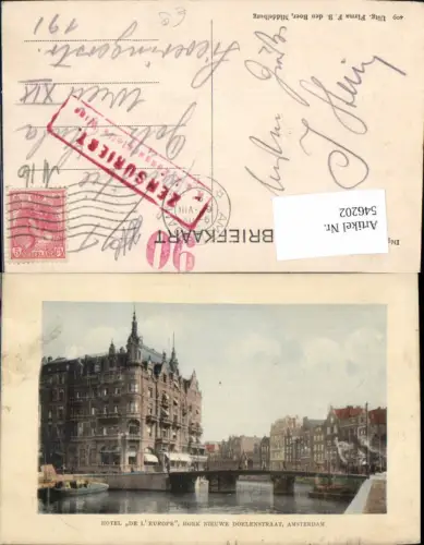 546202,Netherlands Amsterdam Hotel De Eurpe Hoek Nieuwe Doelenstraat