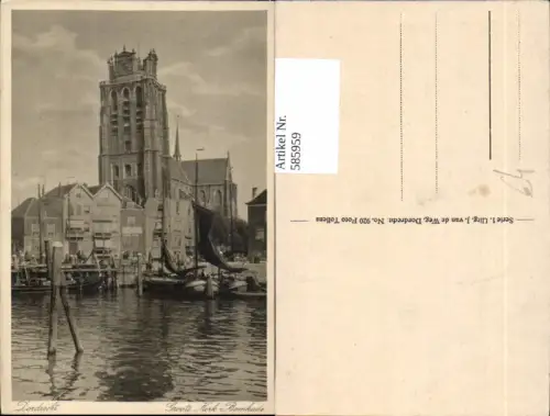 585959,Dordrecht Groote Kerk-Bomkade Segelboot Boot Kirche Nederland