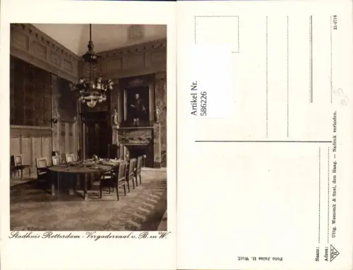 586226,Stadhuis Rotterdam Vergaderzaal v. B. En W. Interieur Netherlands
