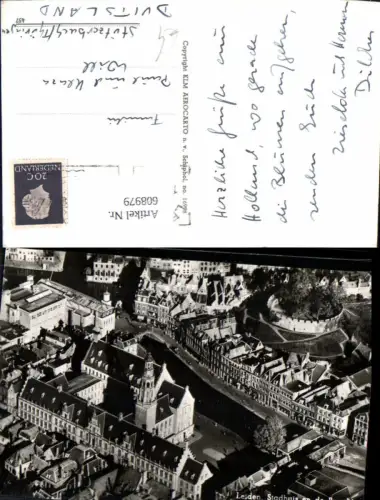 608979,Foto Ak Leiden Stadhuis en de Burcht Netherlands