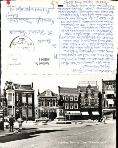 608981,Foto Ak Zaandam Dam m. Czaar Petermonument Netherlands