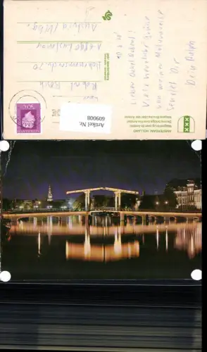 609008,Amsterdam Holland Magere brug over de Amstel Brücke Nachtansicht Netherlands